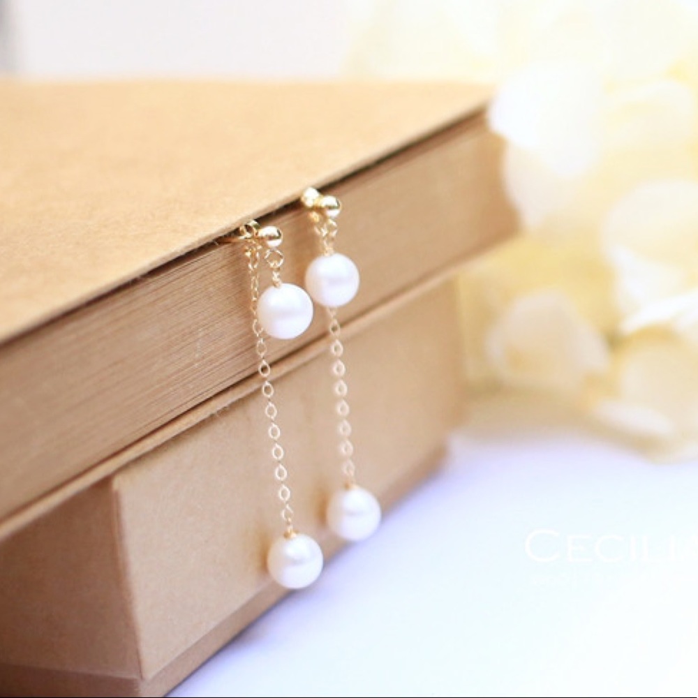 14k gold/pearls earring clip